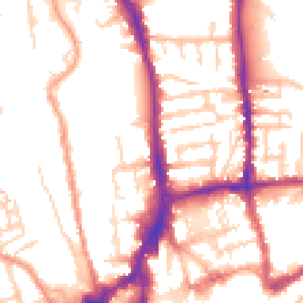 Daytime road noise heatmap for GU1 4RU