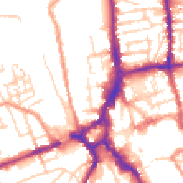 Daytime road noise heatmap for GU1 4TL