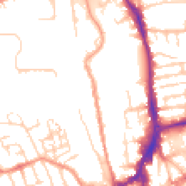 Daytime road noise heatmap for GU1 4UB