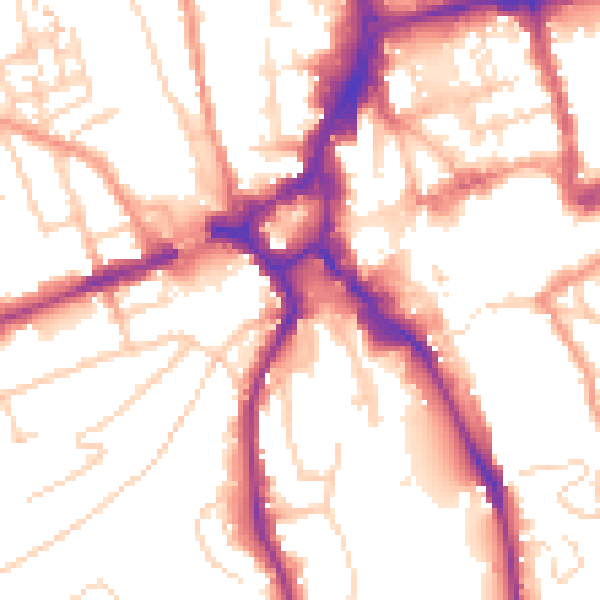 Daytime road noise heatmap for GU2 4AB