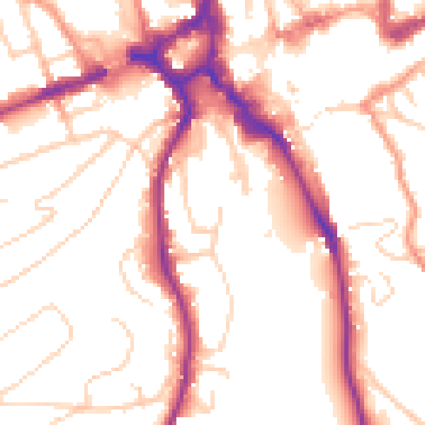 Daytime road noise heatmap for GU2 4AD