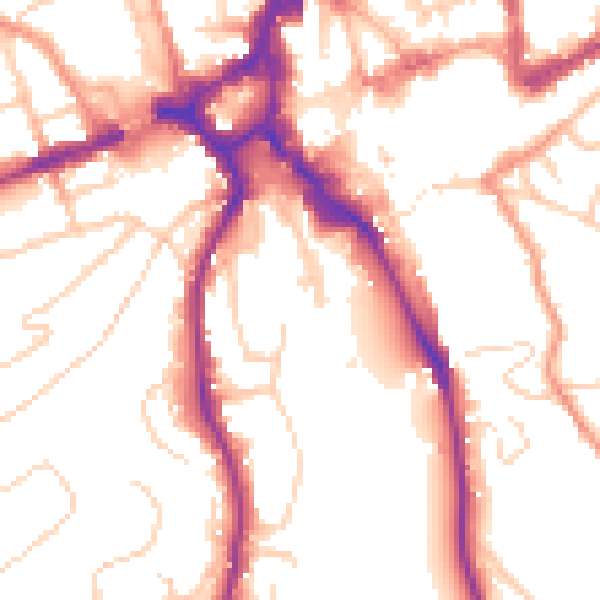 Daytime road noise heatmap for GU2 4AH