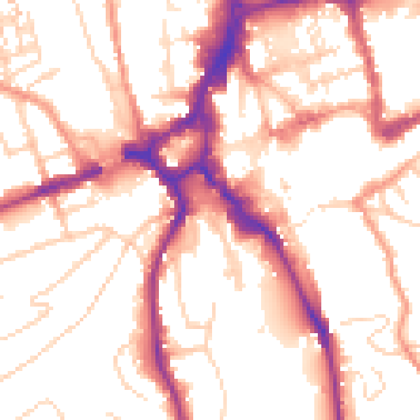 Daytime road noise heatmap for GU2 4AJ