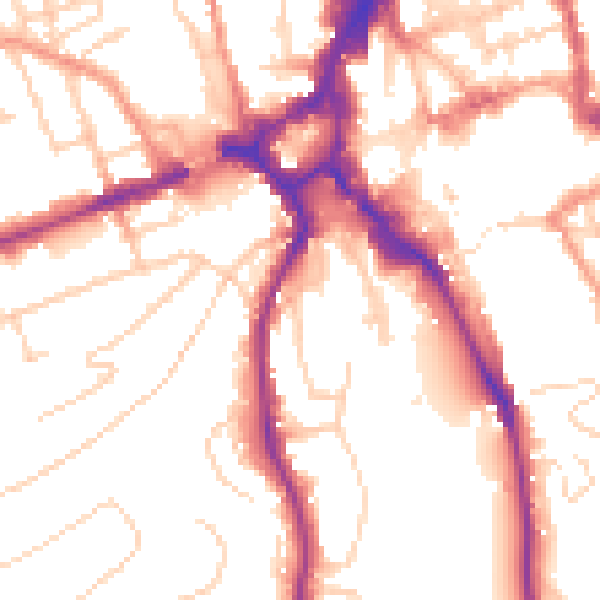 Daytime road noise heatmap for GU2 4AL