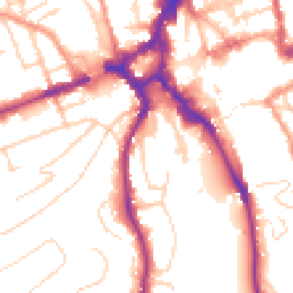 Daytime road noise heatmap for GU2 4AS