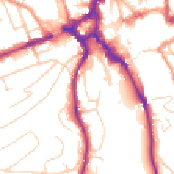 Daytime road noise heatmap for GU2 4AT