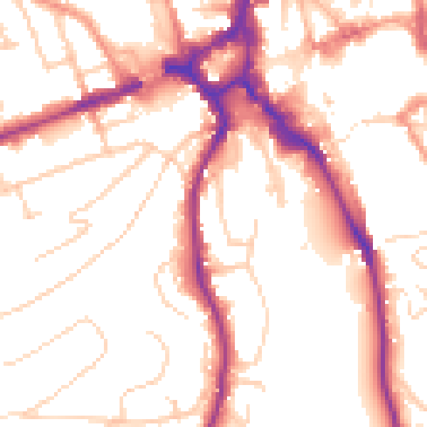 Daytime road noise heatmap for GU2 4AU