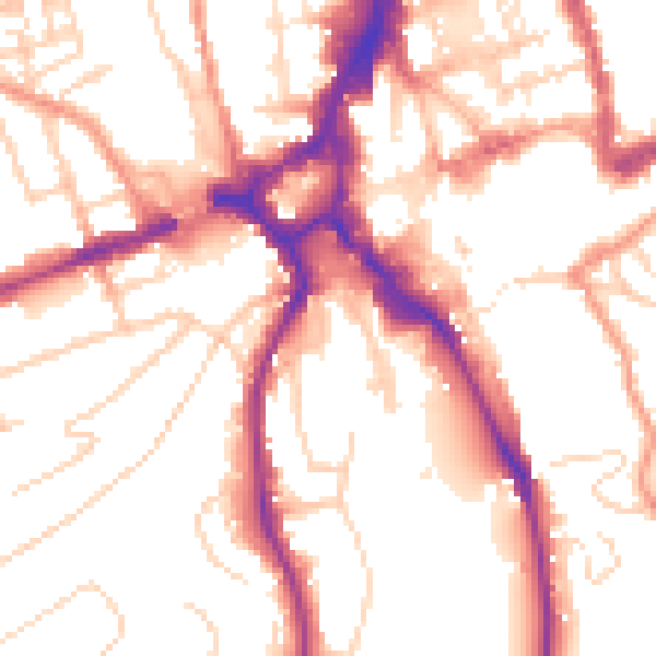 Daytime road noise heatmap for GU2 4AW