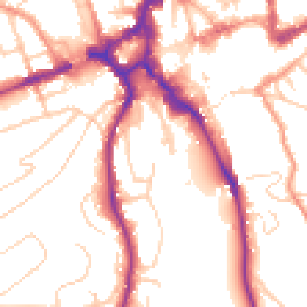 Daytime road noise heatmap for GU2 4AZ