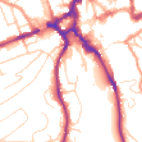 Daytime road noise heatmap for GU2 4BA