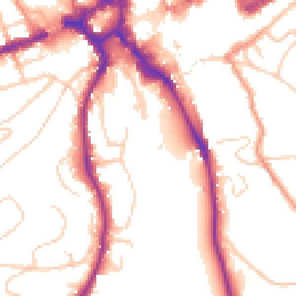 Daytime road noise heatmap for GU2 4BD