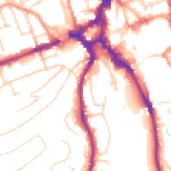 Daytime road noise heatmap for GU2 4BP