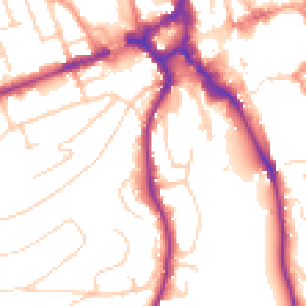 Daytime road noise heatmap for GU2 4BS
