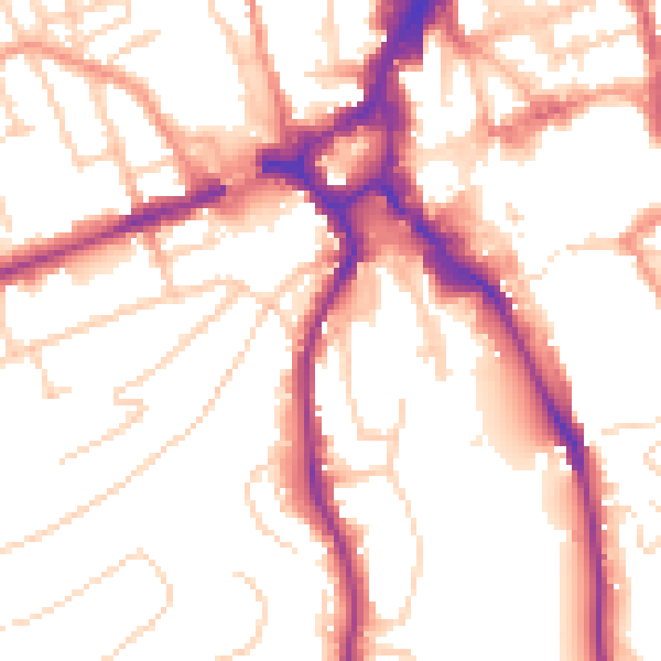 Daytime road noise heatmap for GU2 4BW