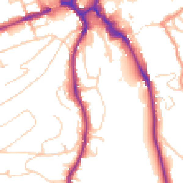 Daytime road noise heatmap for GU2 4DE