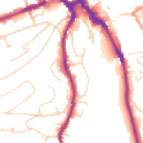 Daytime road noise heatmap for GU2 4DG