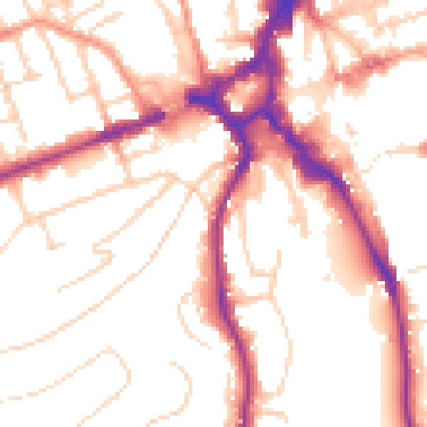 Daytime road noise heatmap for GU2 4DH