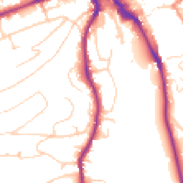 Daytime road noise heatmap for GU2 4DJ