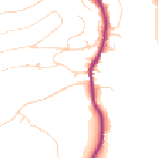 Daytime road noise heatmap for GU2 4DW