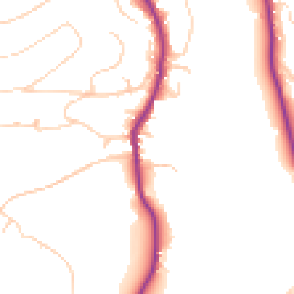 Daytime road noise heatmap for GU2 4ED