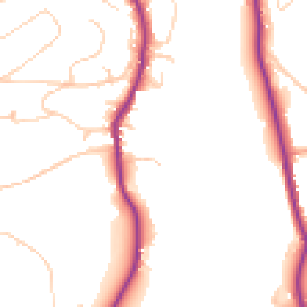 Daytime road noise heatmap for GU2 4EE