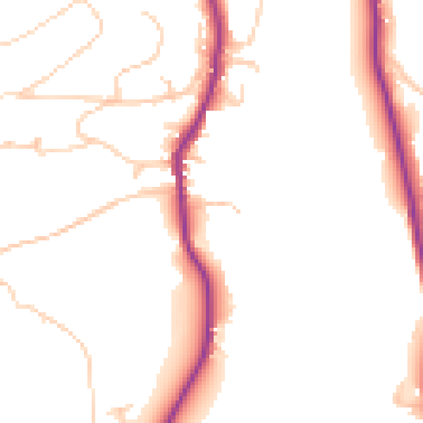 Daytime road noise heatmap for GU2 4EF