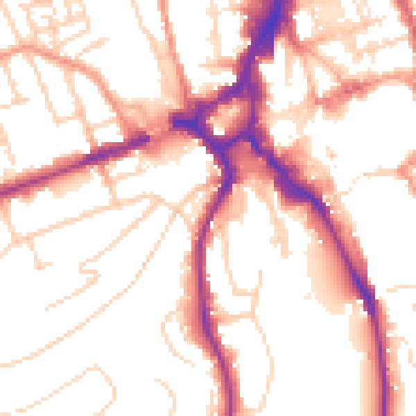 Daytime road noise heatmap for GU2 4HX