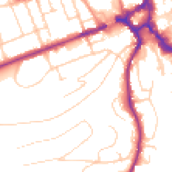 Daytime road noise heatmap for GU2 4JD