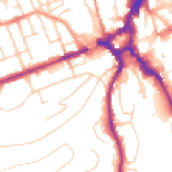Daytime road noise heatmap for GU2 4JF