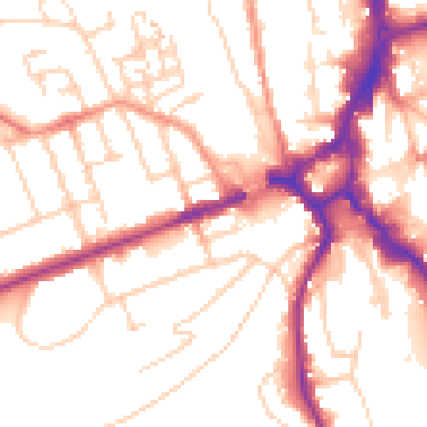 Daytime road noise heatmap for GU2 4JN