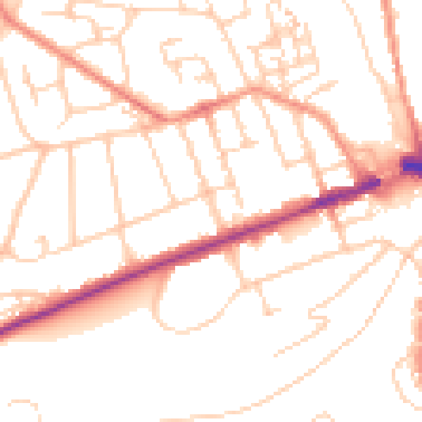 Daytime road noise heatmap for GU2 4LE