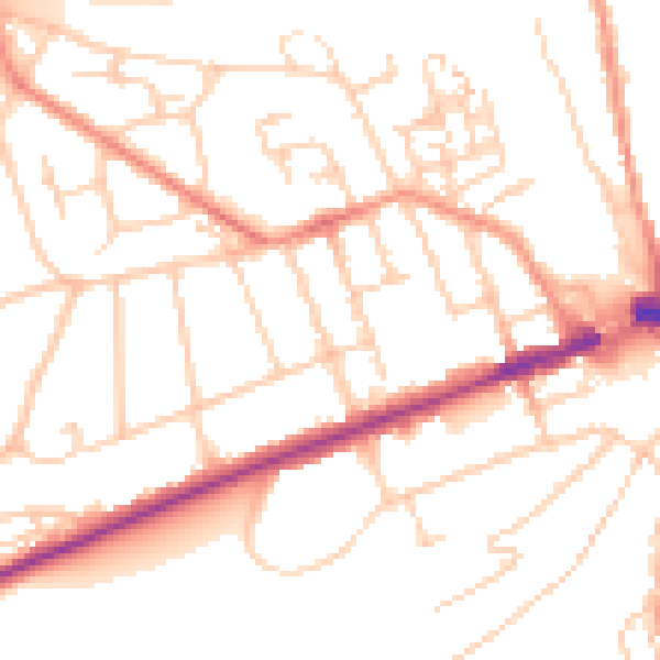 Daytime road noise heatmap for GU2 4LF