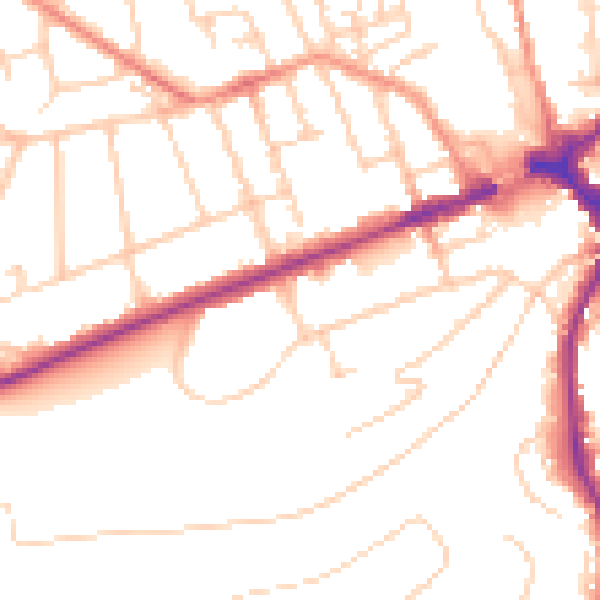 Daytime road noise heatmap for GU2 4LR