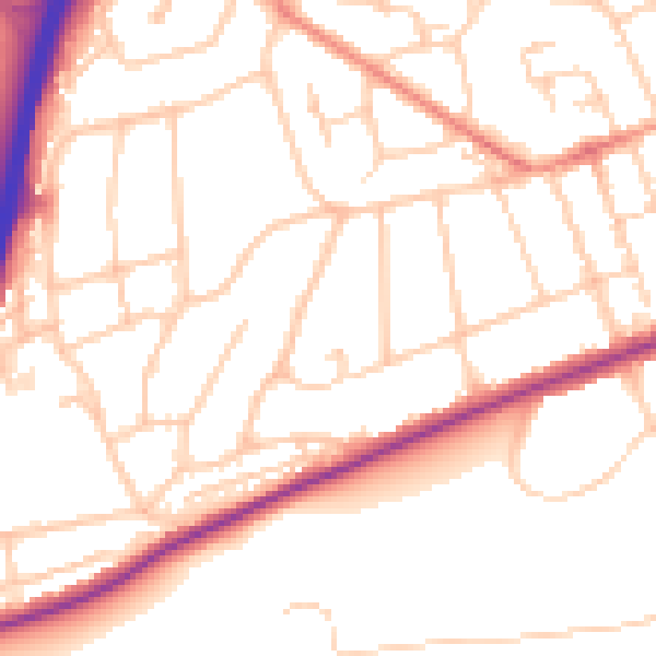 Daytime road noise heatmap for GU2 7AN