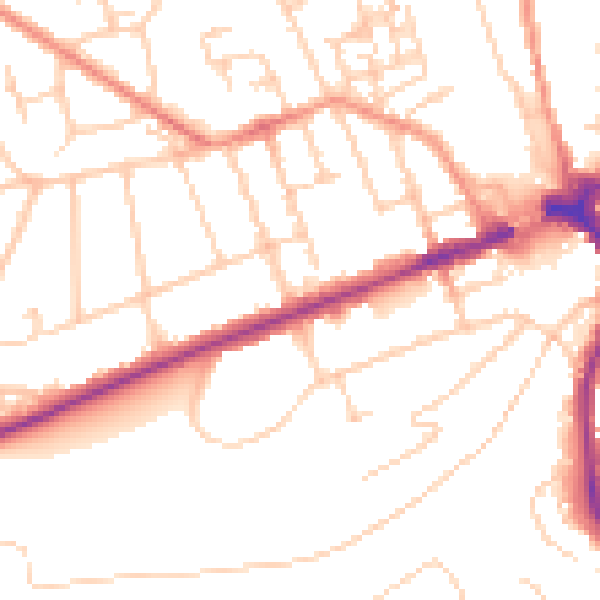 Daytime road noise heatmap for GU2 7AS