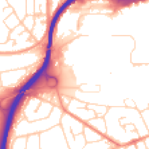 Daytime road noise heatmap for GU2 7JL