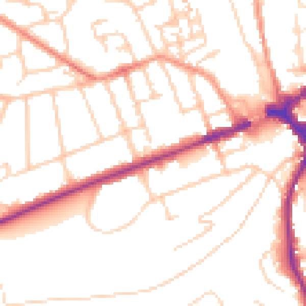 Daytime road noise heatmap for GU2 7LT