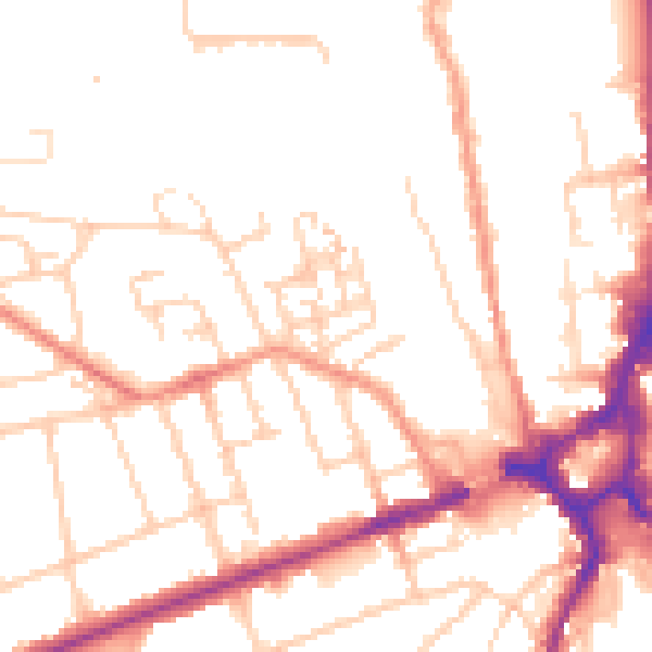 Daytime road noise heatmap for GU2 7NJ
