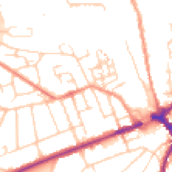 Daytime road noise heatmap for GU2 7NT