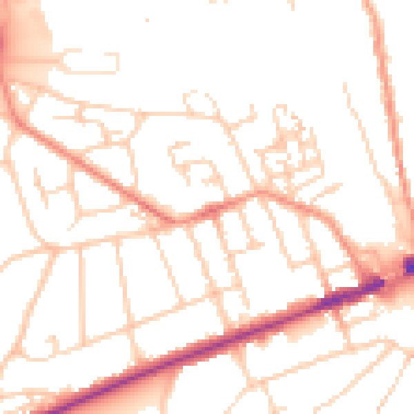 Daytime road noise heatmap for GU2 7NU