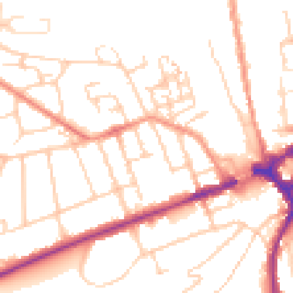 Daytime road noise heatmap for GU2 7NX