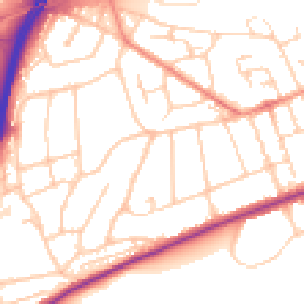 Daytime road noise heatmap for GU2 7QA