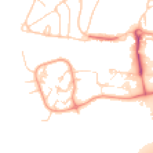 Daytime road noise heatmap for GU2 7RE
