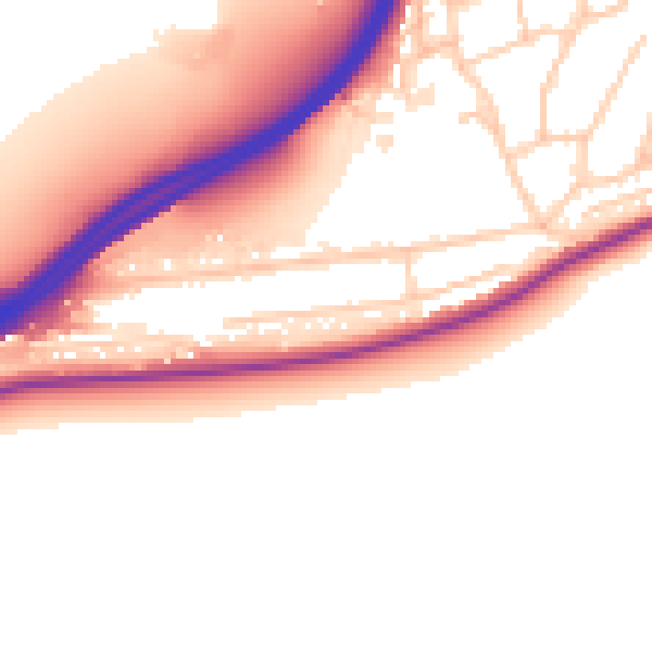 Daytime road noise heatmap for GU2 7RW