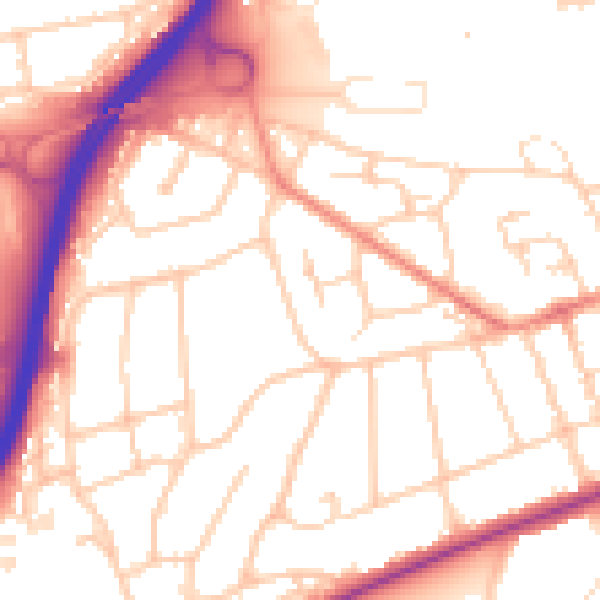 Daytime road noise heatmap for GU2 7SH