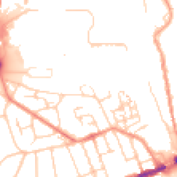 Daytime road noise heatmap for GU2 7TL