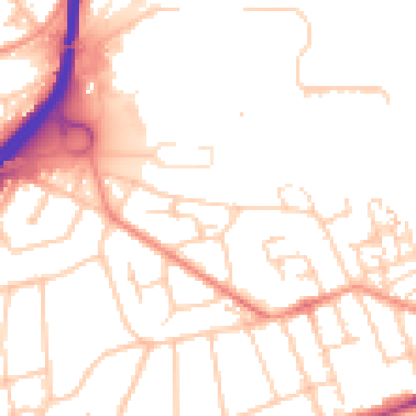 Daytime road noise heatmap for GU2 7UG