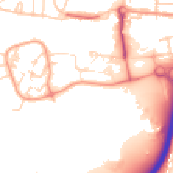 Daytime road noise heatmap for GU2 7WW
