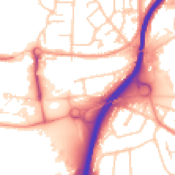 Daytime road noise heatmap for GU2 7XB