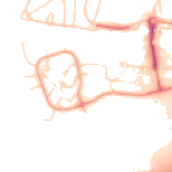 Daytime road noise heatmap for GU2 7YG
